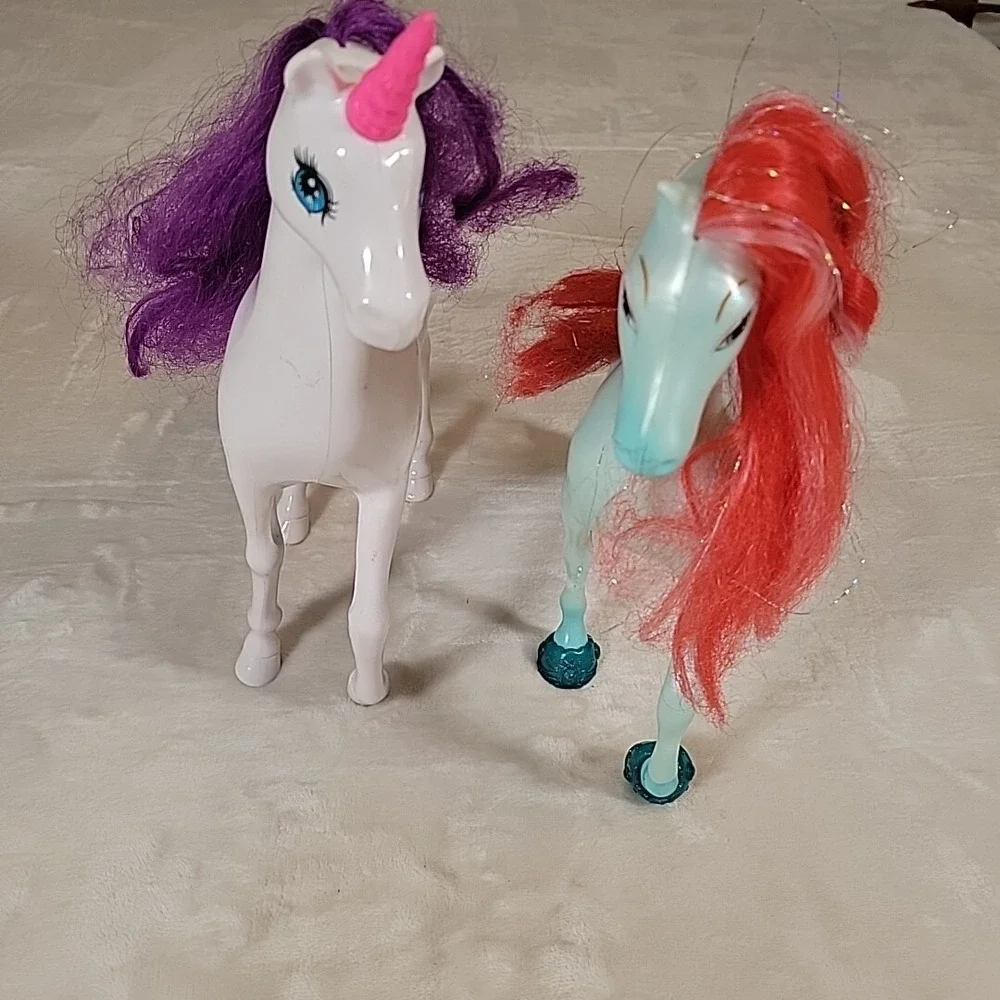 2 Disney Princess Ariel Barbie Shimmer Royal Horse Little Mermaid Pink & Purple
